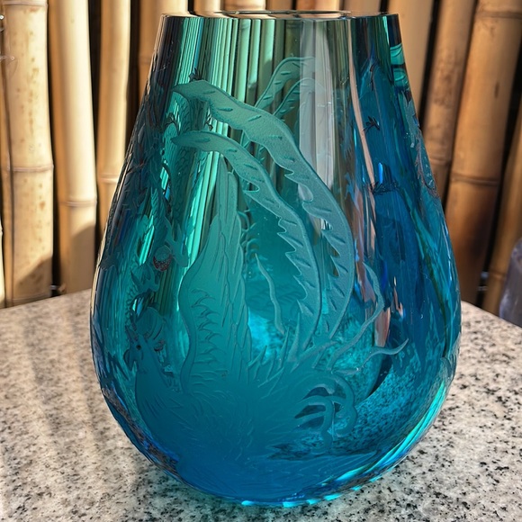 CHINESE Thick hand blow Beautiful Art glass etched Dragon/Chicken - Picture 2 of 5